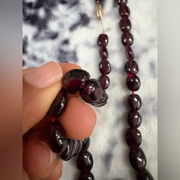 14k  gold clasp  necklace red stones necklace - Picture 7 of 8